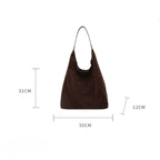 Bolsa Feminina de Ombro Tipo Saco em Suede Sintético Estilo Camurça Ayla