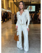 Conjunto Modal Pantalona e Jaqueta Zíper