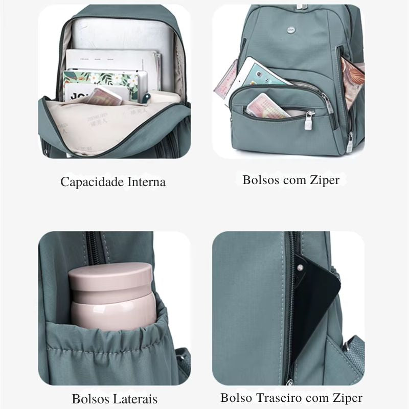 Mochila Feminina de Nylon Flora