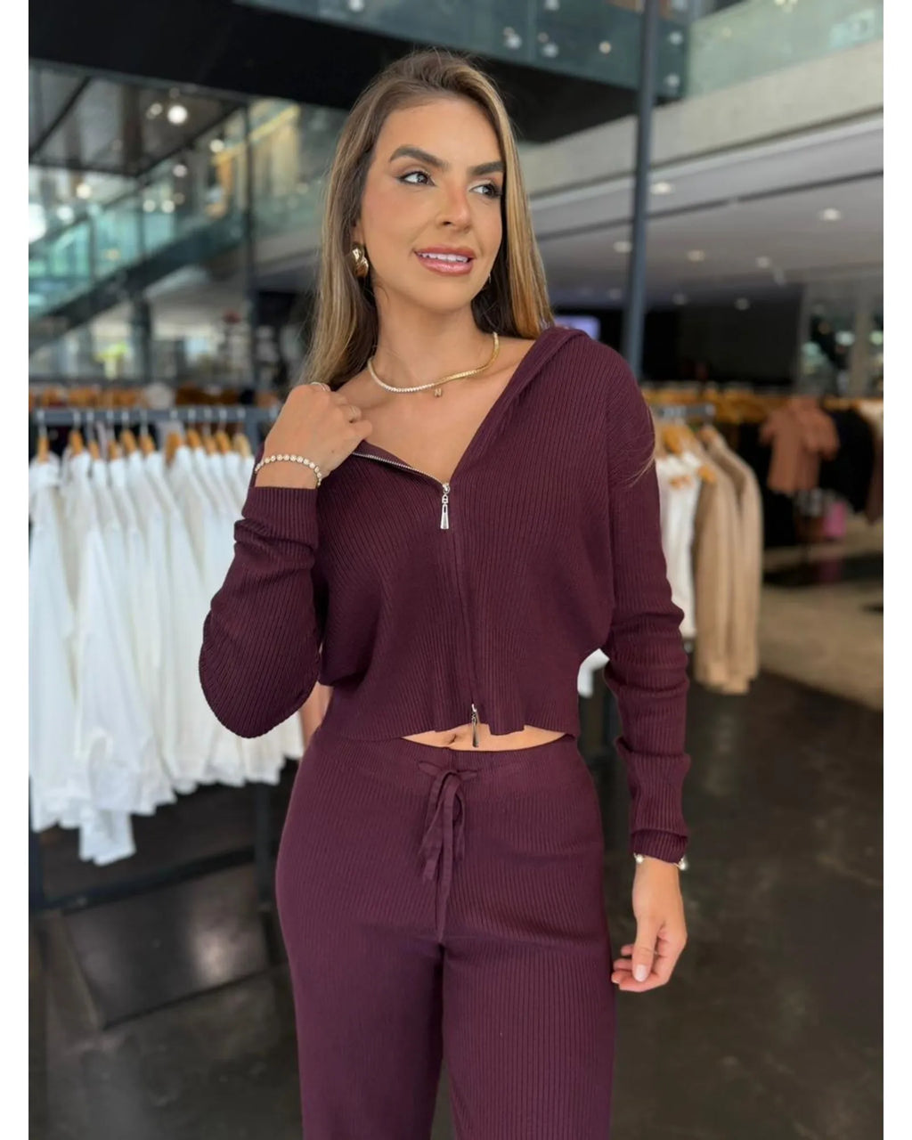 Conjunto Modal Pantalona e Jaqueta Zíper