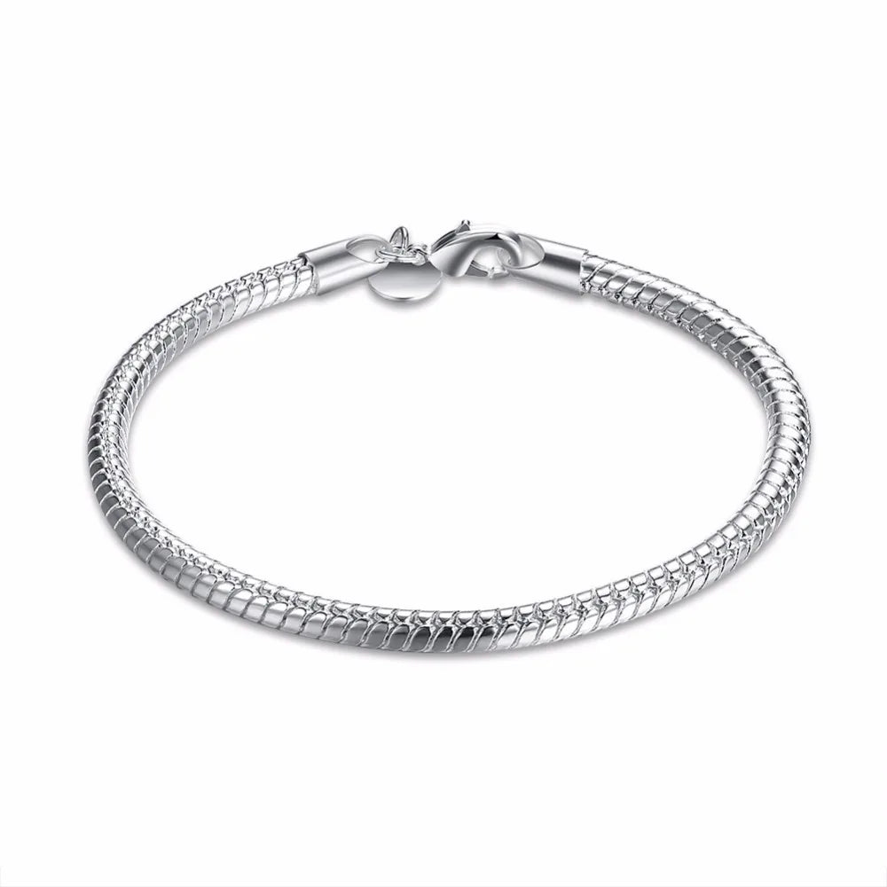 Pulseira Prata Esterlina 925 Serpentina Elegante