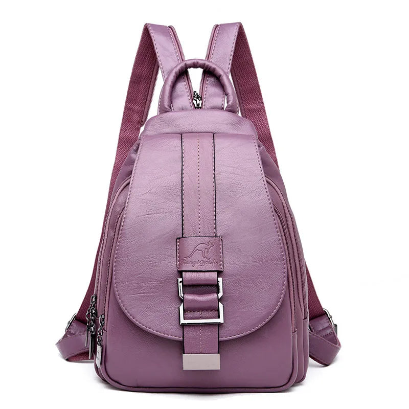 Mochila Couro Feminina Alças com Ziper Andreia