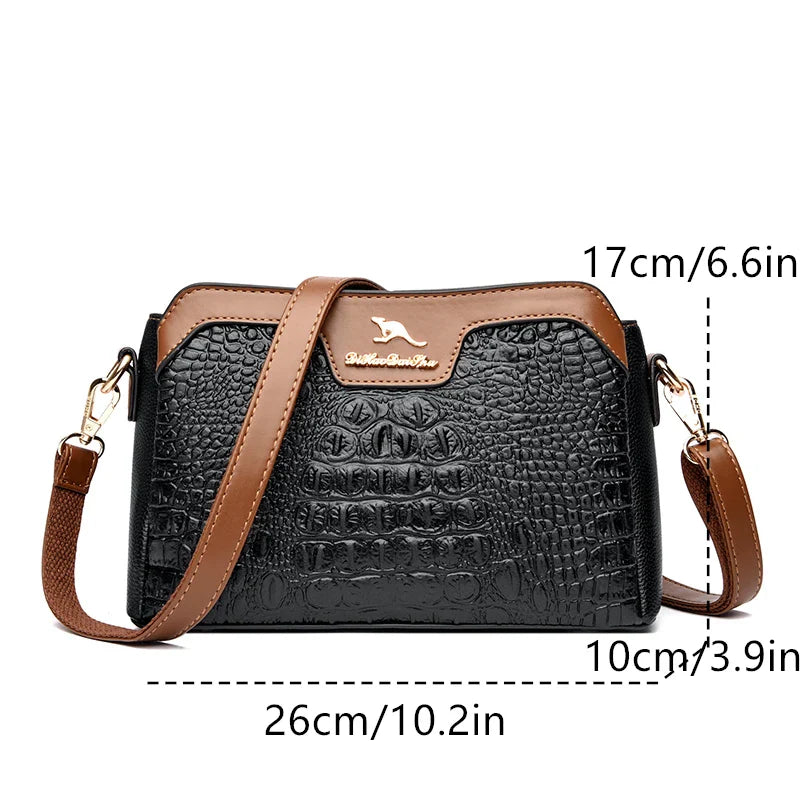 Bolsa Feminina Tiracolo Crocodilo Serife