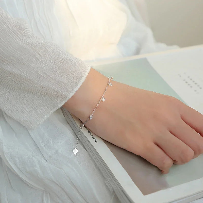 Pulseira Prata Esterlina 925 Gotas de Cristal