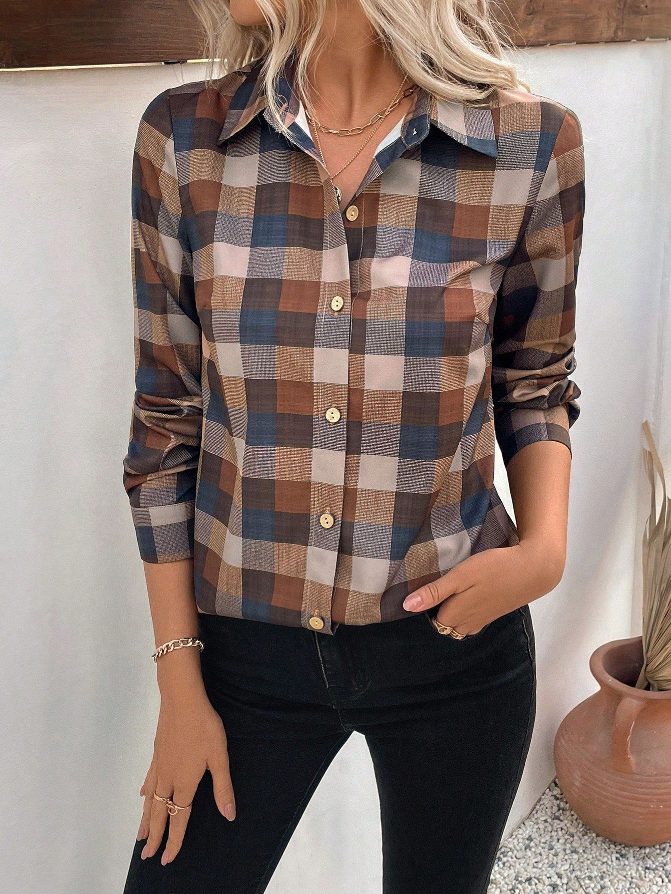 Camisa Xadrez Cores Do Outono