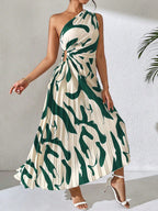 Vestido Longo Plissado Assimétrico
