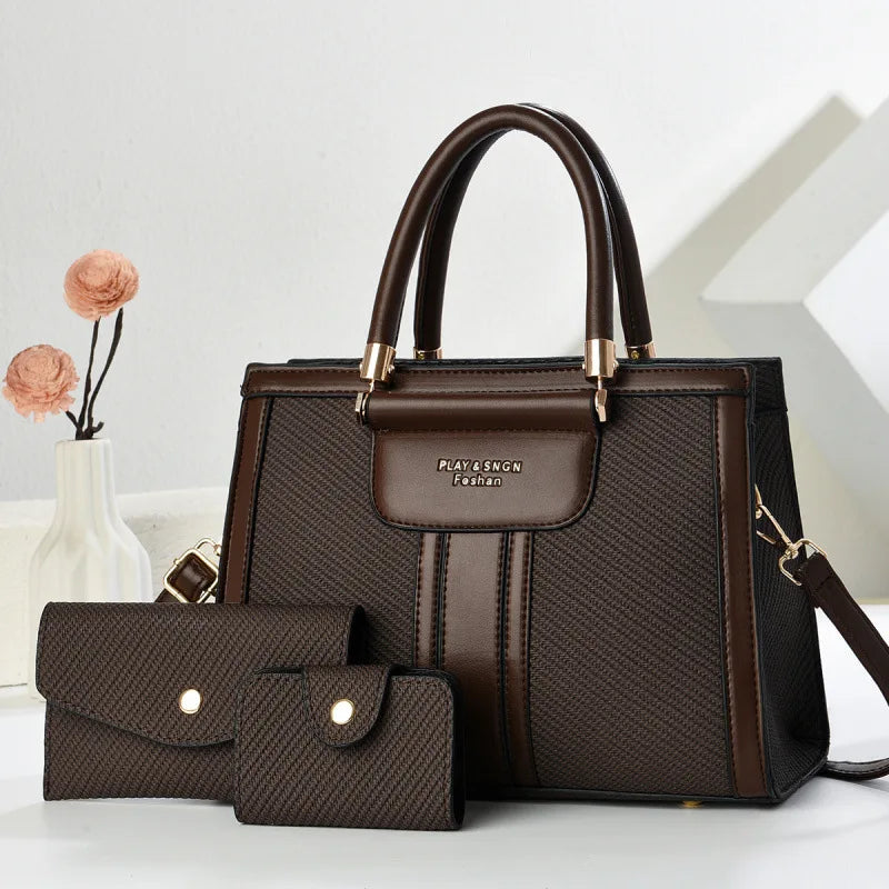 Conjunto Bolsa Feminina de Ombro + 2 Carteiras Pietra
