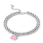 Pulseira Prata Esterlina 925 com Pingente Coração