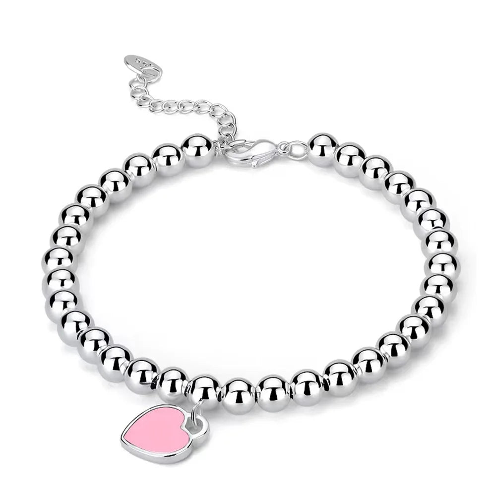 Pulseira Prata Esterlina 925 com Pingente Coração