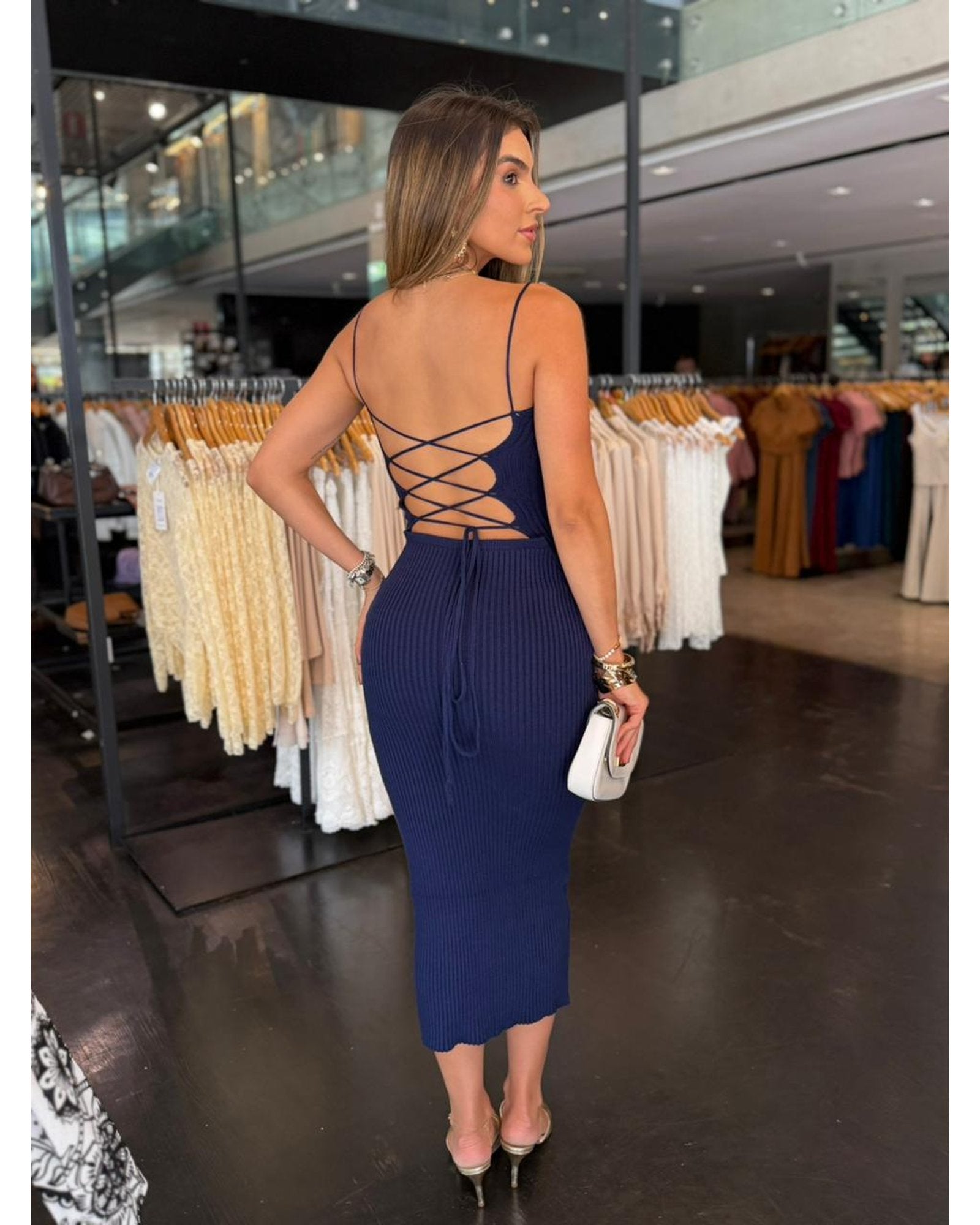 Vestido Tricô Modal Amarração Costas